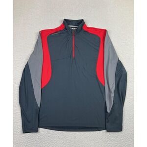 Sunice Pullover Mens Large Gray Red Superlite FX Sport Quarter Zip Golf Stretch